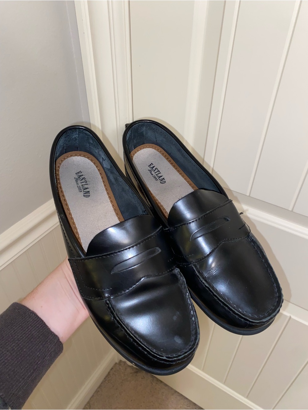 Eastland black leather penny loafers